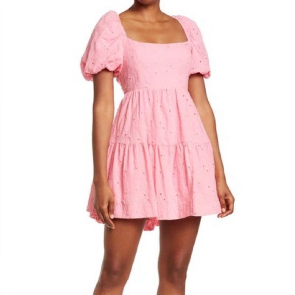 DO+BE Pink Eyelet Tie Back Dress